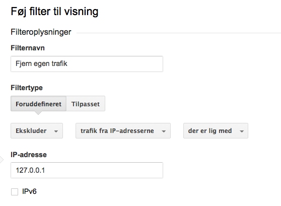 Fjern min egen trafik i Google Analytics